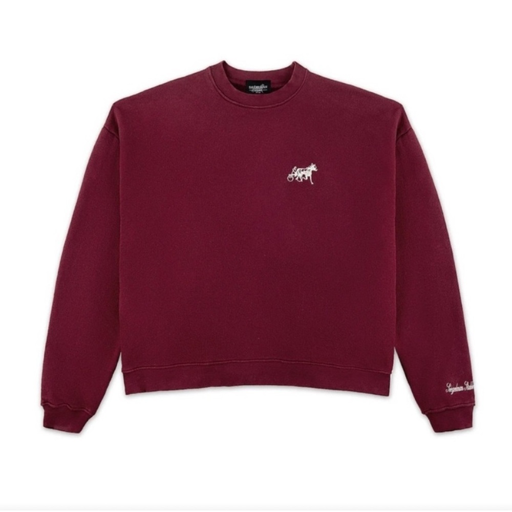 Siegelman Stable Embroidered Crewneck Maroon size large